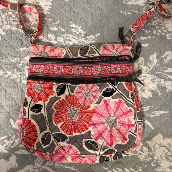 Vera Bradley Vibrant Pink and Gray Floral Crossbody - Picture 1 of 9